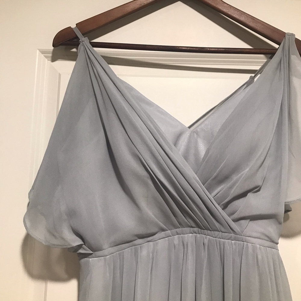 Long gray bridesmaid dress or for any formal occasion.